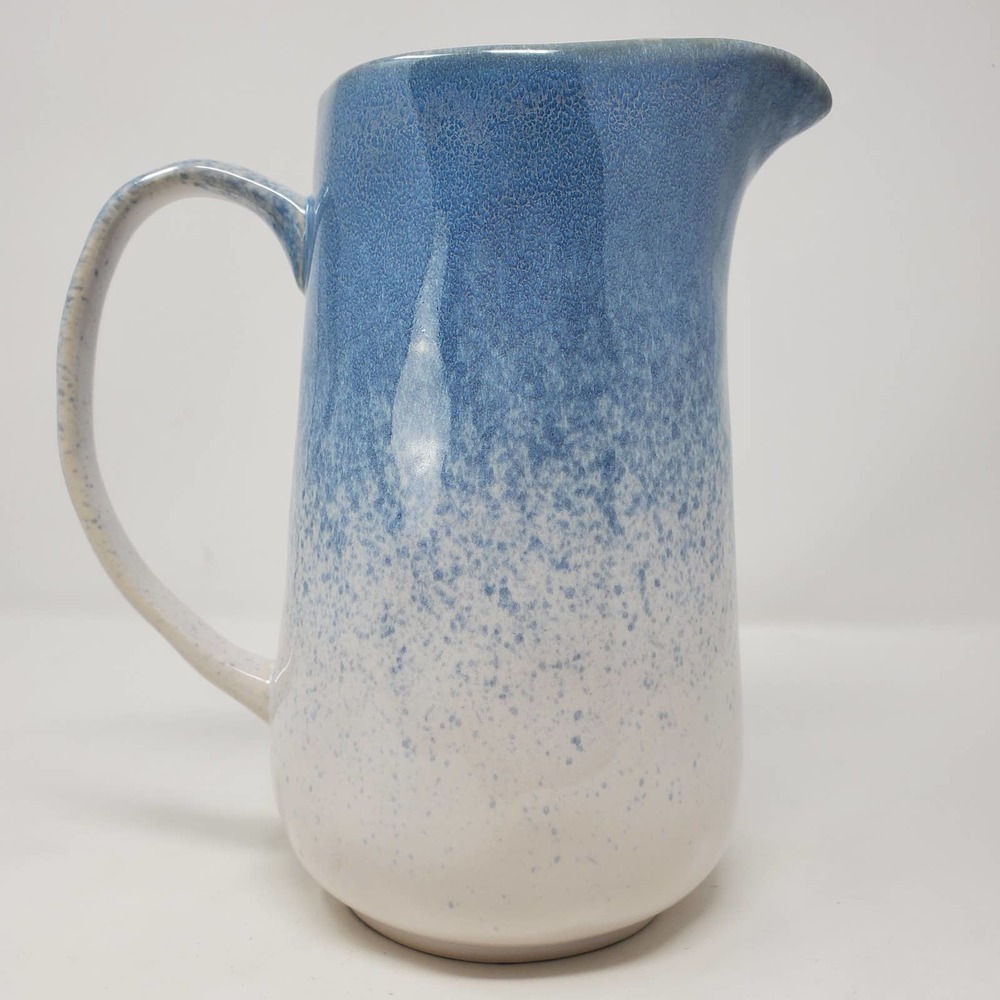 Natural Elements Blue Speckled Porcelain Glazed Pitcher Farmhouse Vase - Picture 4 of 8